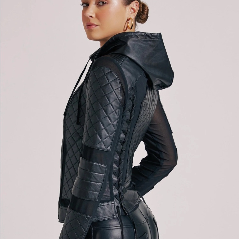 Blanc Noir x Carbon38 Voyage Hooded Moto Jacket - Picture 3 of 15